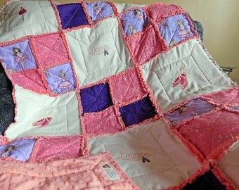 Rag Quilt - Ballet Quilt - Minky Rag Quilt - Rag Bedding - Minky Rag Quilt - Rag Lap Quilt - Ballerina Quilt - Toddler Rag Quilt