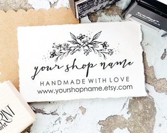 Custom Business Stamp- Business Card Stamp- Custom Stamp Flower Wreath- Photography Stamp- Thank You For Business- Handmade By CS- 10301