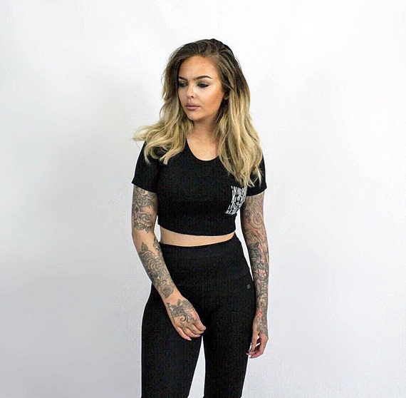 KAI Round Neck Black Crop Top by PoketRoketApparel on Etsy