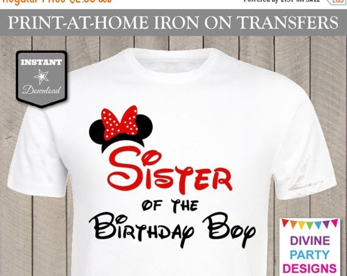 SALE INSTANT DOWNLOAD Print at Home Red Girl Mouse Sister of the Birthday Boy Printable Iron On Transfer / T-shirt / Trip / Item #2337