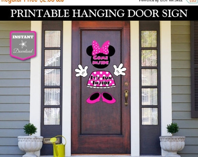 SALE INSTANT DOWNLOAD Printable Hot Pink Mouse Hanging Door Sign / Hot Pink Mouse Collection / Item #1746