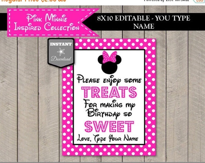 SALE INSTANT DOWNLOAD Editable Hot Pink Mouse Sweets 8x10 Party Sign / You Type Name / Hot Pink Mouse Collection / Item #1739