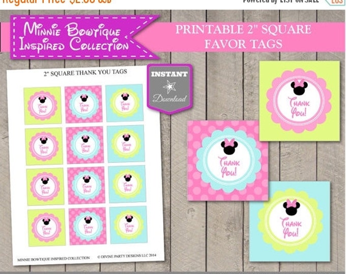 SALE INSTANT DOWNLOAD Printable Mouse Bowtique 2" Square Thank You Favor Tags / Birthday Party / Bowtique Collection / Item #2209