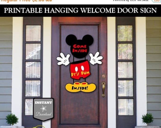 SALE INSTANT DOWNLOAD Printable Classic Mouse Hanging Welcome Door Sign / Come Inside, It's Fun Inside / Classic Mouse Collection / Item #15