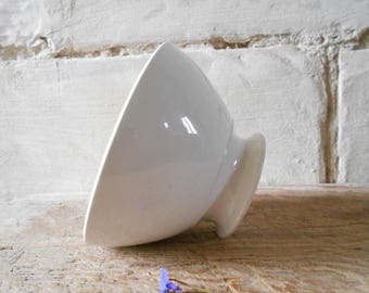 French antique bowl, café au lait bol. Whiteware, kitchen decor bowl. French country, white bol.