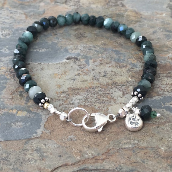 Shaded Emerald Bracelet with Sterling Silver Lobster Clasp and