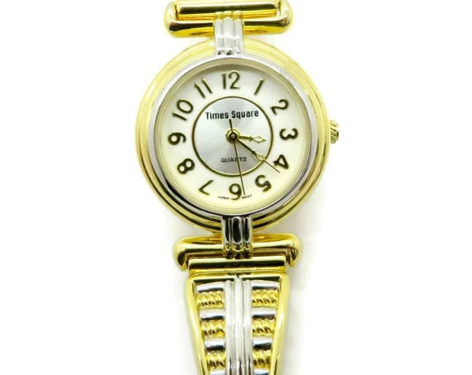 Times Square Watch, Vintage Two Tone Stretch Band Watch, Ladies Wristwatch