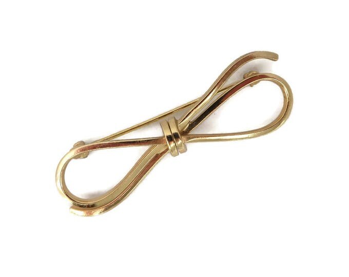 Gold Tone Bow Brooch, Napier Brooch, Vintage Costume Jewelry Designer Signed Shawl Scarf Pin