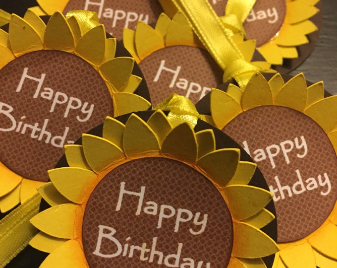 12 Sunflower Party Favor Tags Birthday Decorations. Sunflower Party Supplies.