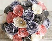 Paper Flower wedding bouquet rose origami pink blush gray ivory white balck and white comic book superhero Marvel wonderwoman theme bridal