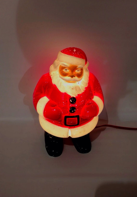 Small Tabletop Hard Plastic Santa Claus Lite Decoration