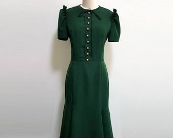 Kate Middleton/Green Dress/ Emerald Green/Custom made dress/Vintage dress/ Royal Canada Tour/ Duchess of Cambridge/ Premium fabric