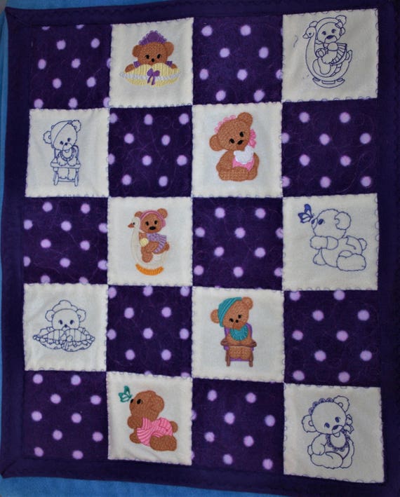 purple teddy bear blanket