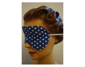 Eye Mask handmade vintage style retro audrey hepburn sleep mask sleeping bed gift ideas eye wear polka dot navy white breakfast at tiffany's