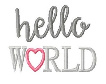 Hello world Embroidery Design 4x4 -INSTANT DOWNLOAD-