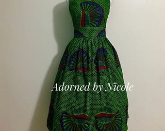 Green Shell African Print Dress