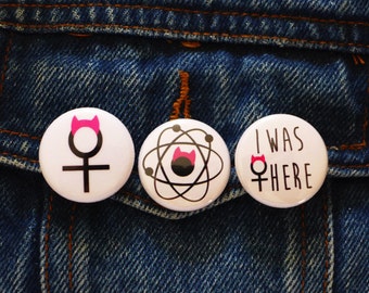 Science March Pussyhat Pin, Science Button, Activism, Atomic Symbol, Pink Cat Hat Pin, Science Pin, Women's March