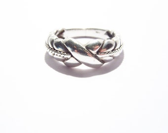 Vintage Sterling X Band Ring 925 Silver Size 6