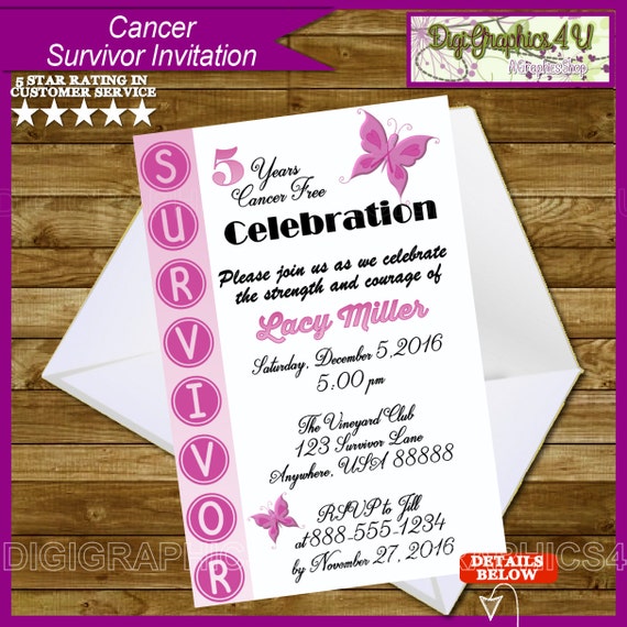 Breast Cancer Survivor Printable Invitation by DigiGraphics4u