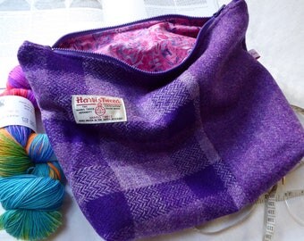 Knitting Bag, Knitting Project Bag in Harris Tweed