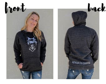 Winter Is Coming Embroidered Sweatshirt, House Stark Hoodie, Game of Thrones Hoodie, Direwolf Sweatshirt