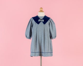Vintage Navy Blue Sailor Collar Dress (Girls Size 5)