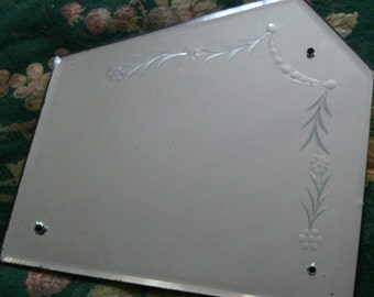 antique venetian etched glass mirror / antique mirror / etched glass mirror /