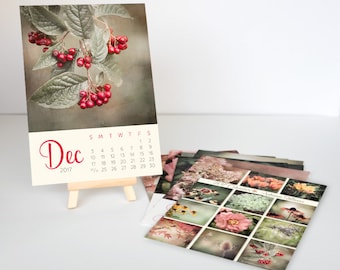 2017 Desk Calendar - Gift for Her - Floral Photography Calendar - With or Without Easel - 5x7 Flower Photo Calendar - Home Office Decor