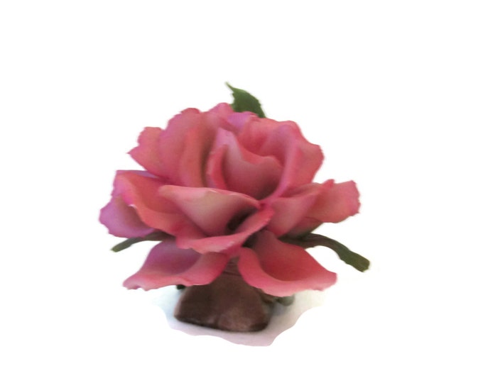 Vintage Pink Rose Figurine / Capodimonte Porcelain / Mother's Day Gift Idea / Gift Idea for her