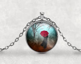 Red Umbrella•Red Umbrella Necklace•Red Umbrella Pendant•Red Umbrella Charm•Umbrellas•Umbrella Pendant•Keychain•Pendant•Necklace•Charm