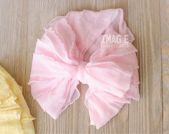 Messy Ruffle Bow Headband - Light Pink