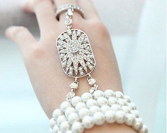 Gatsby Bracelet, Vintage style Great Gatsby Daisy Buchanan Bracelet, Roaring 20's Bracelet, Art Deco Bracelet, Ring Bracelet