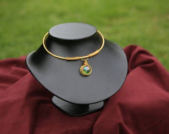 Brass and glass necklace