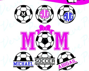 Soccer Monogram Frames Svg, Soccer Svg, Ai, Eps, Pdf, Png Cutting file, Silhouette Clip Art svg Commercial use