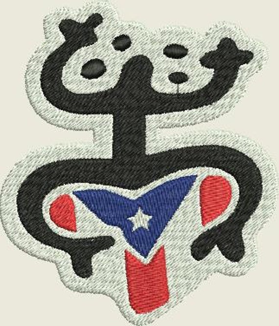 Puerto Rico Coqui Boricua Taino Flag Island Filled Embroidery Design ...