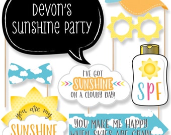 You Are My Sunshine - Photo Booth Props - You Are My Sunshine Photo Accessories for Baby Shower, Birthday Party - 20 Photo Props & Dowels