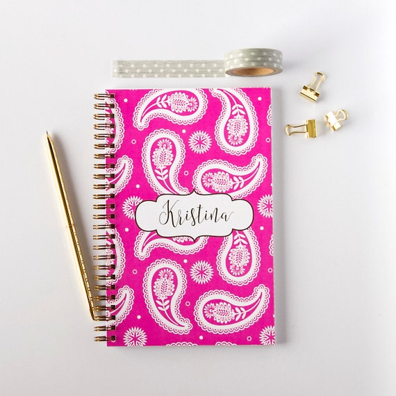 Personalized Notebook Name and Paisley Design Spiral