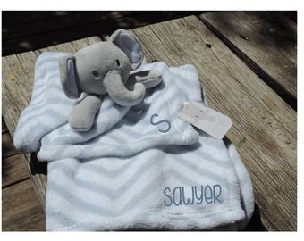 Stuffed Elephant Security Blanket Lovey Set