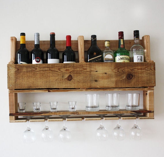 Wine rack wall mounted alcohol bar wall decor wooden rustic