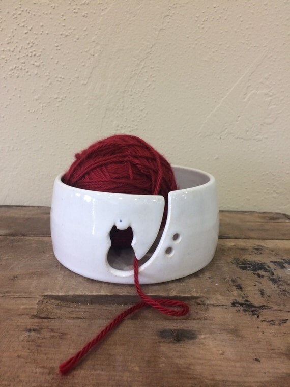 Kitty Yarn Bowl/Cat Yarn Bowl by PioneerRoadPottery on Etsy