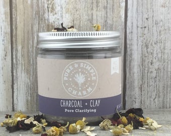 Charcoal + Clay Face Mask, Activated Charcoal Mask, Face Mask, Bentonite Clay Mask, Clay Mask, Acne Mask, Natural Skincare, Organic Skincare