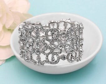 Bridal Cuff bracelet, rhinestone cuff wedding bracelet, rhinestone bangle bracelet, bridal jewelry, wedding accessories, bracelet 215305436