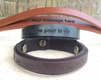FREESHIPPING-Mens Bracelet,Mens Leather Bracelet,Men Engraved Bracelet,Engraved Leather Bracelet,Engraved Bracelets,Bracelets for Men