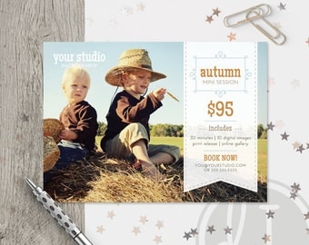 Fall Mini Session Template - Instant Download, Fall Marketing Board, Photoshop Template for Photographers, Text Overlay, Autumn Marketing