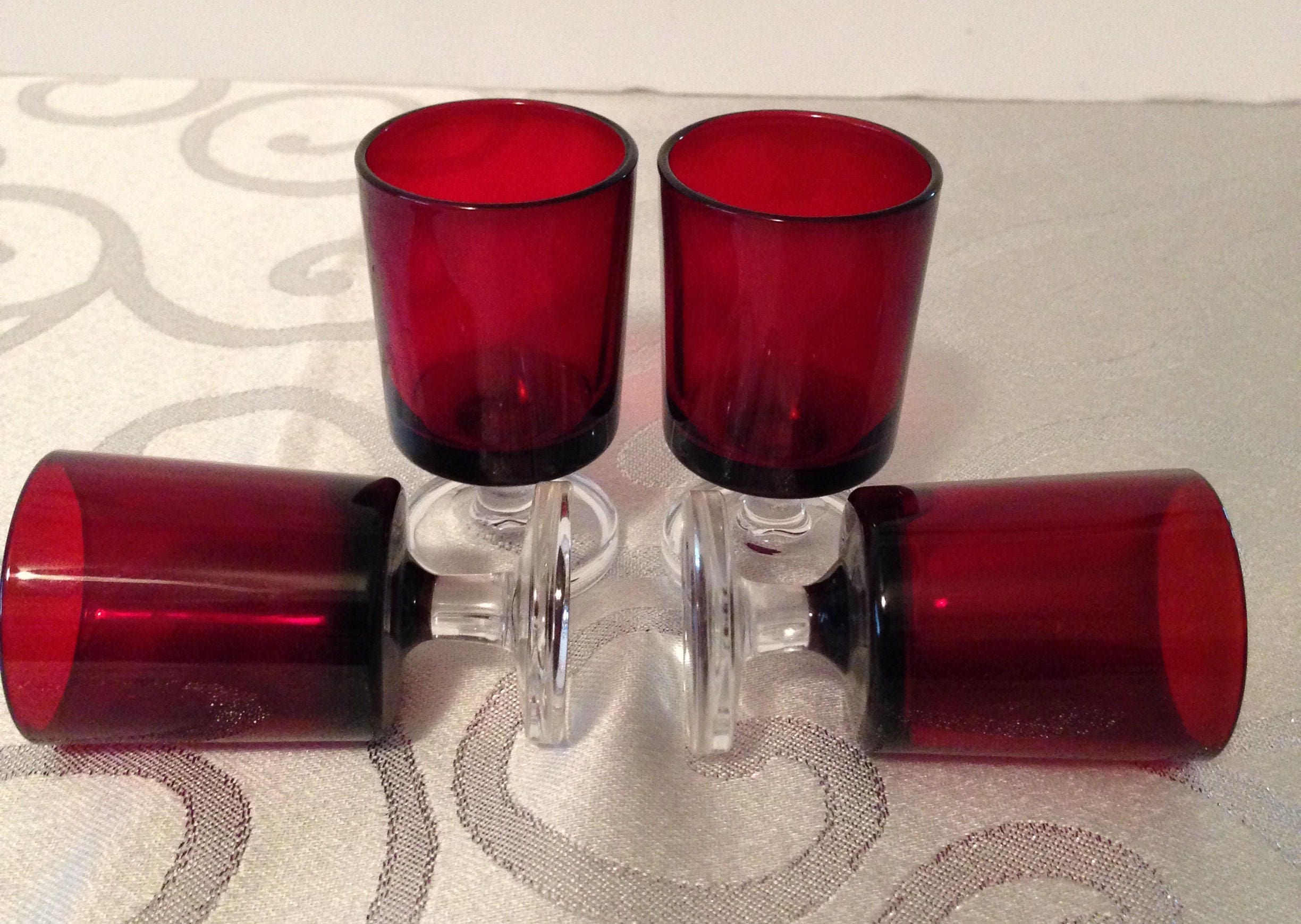 Luminarc Arcoroc Red Ruby Cavalier Water Goblets Made In 6987