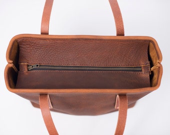 Zippered leather tote option for the Avery Tote Bag