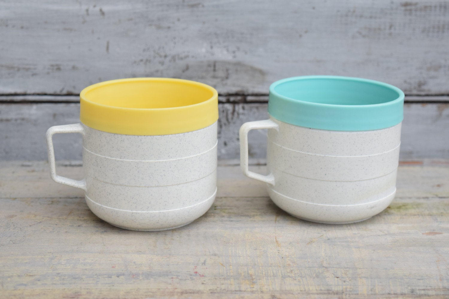 Thermo Coffee Cups Yellow and Aqua Mugs Thermo Mugs Coffee