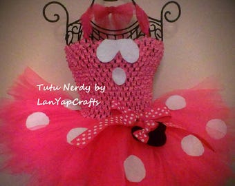 Minnie Mouse Bowtique Pink and White Tutu Dress Halloween Costume from LanYapCrafts Disney Baby Toddler Girls
