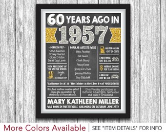 The Year You Were Born Chalkboard Poster - Printable 60th Birthday Poster - Personalized Digital File - ANY YEAR & AGE