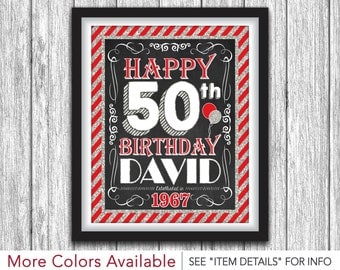 50th Birthday Party Sign - Printable Happy 50th Birthday Party Decorations - 8"x10" Welcome Sign - DIY Digital File